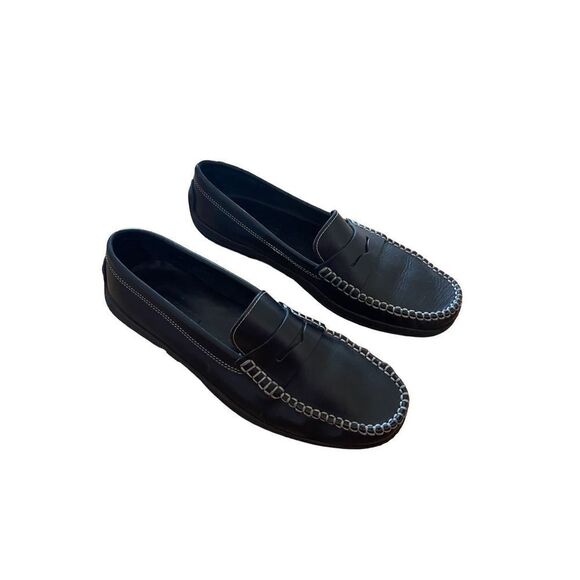 Dooney Bourke Mens Black Leather Slip On Car Penny Loafer Dress Shoes Size 9B